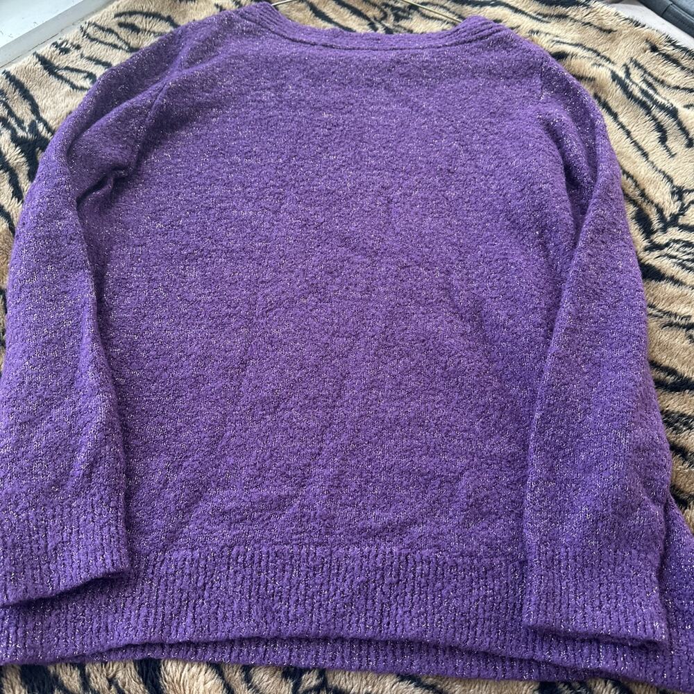 Croft And Barrow Women's Size Large Purple Sparkly Long Sleeve Sweater - Picture 8 of 8